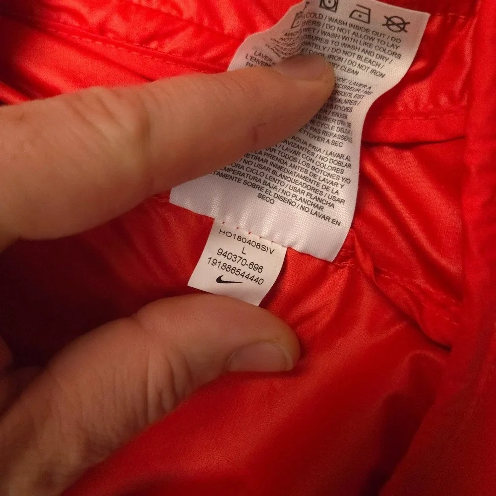 Nike Full Zip Hooded Jacket Boys Youth L Red Black Colorblock Windbreaker